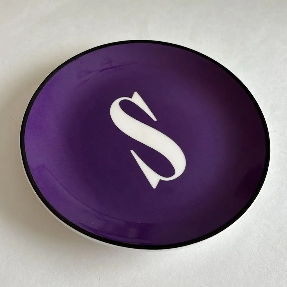NWT Kate Spade NY Wickford To The Letter S Dish Plate Purple Lenox 6.75”